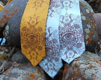 Silk Necktie - Psychedelic Eye Silk Tie - Intricate Art - Unusual Men's Ties - Eye Art - Psychedelic Art