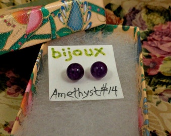 6mm Amethyst Earrings on Silver Post