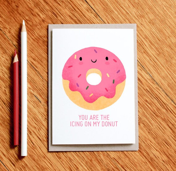 Donut Valentines Day Card, Birthday Card
