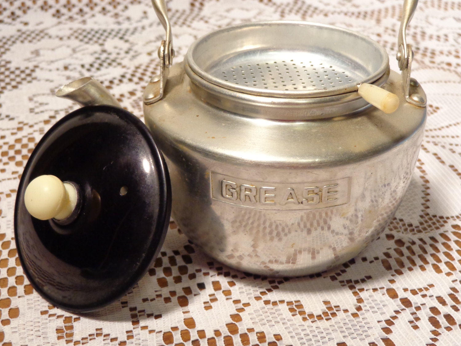 Vintage Aluminum Grease Teapot Aluminum Grease Jar with