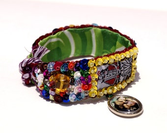 Lady of Remedios scapular embroidered bracelet