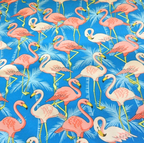 Pink Flamingo Fabric Cotton Material Flamingo Fabric Cotton