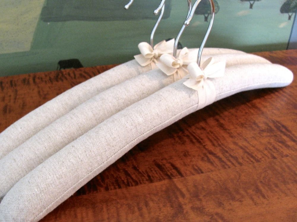 Padded Hangers Natural Homespun Linen with Natural by ootch