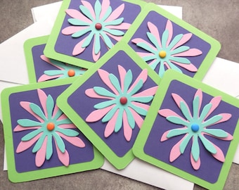 3x3 Note cards- Flowers - Mini Note Cards with Envelopes (6)