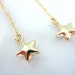Gold filled star dangle earrings, July 4th gold star earrings