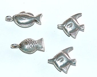4 Thai Silver Fish Beads & Charms