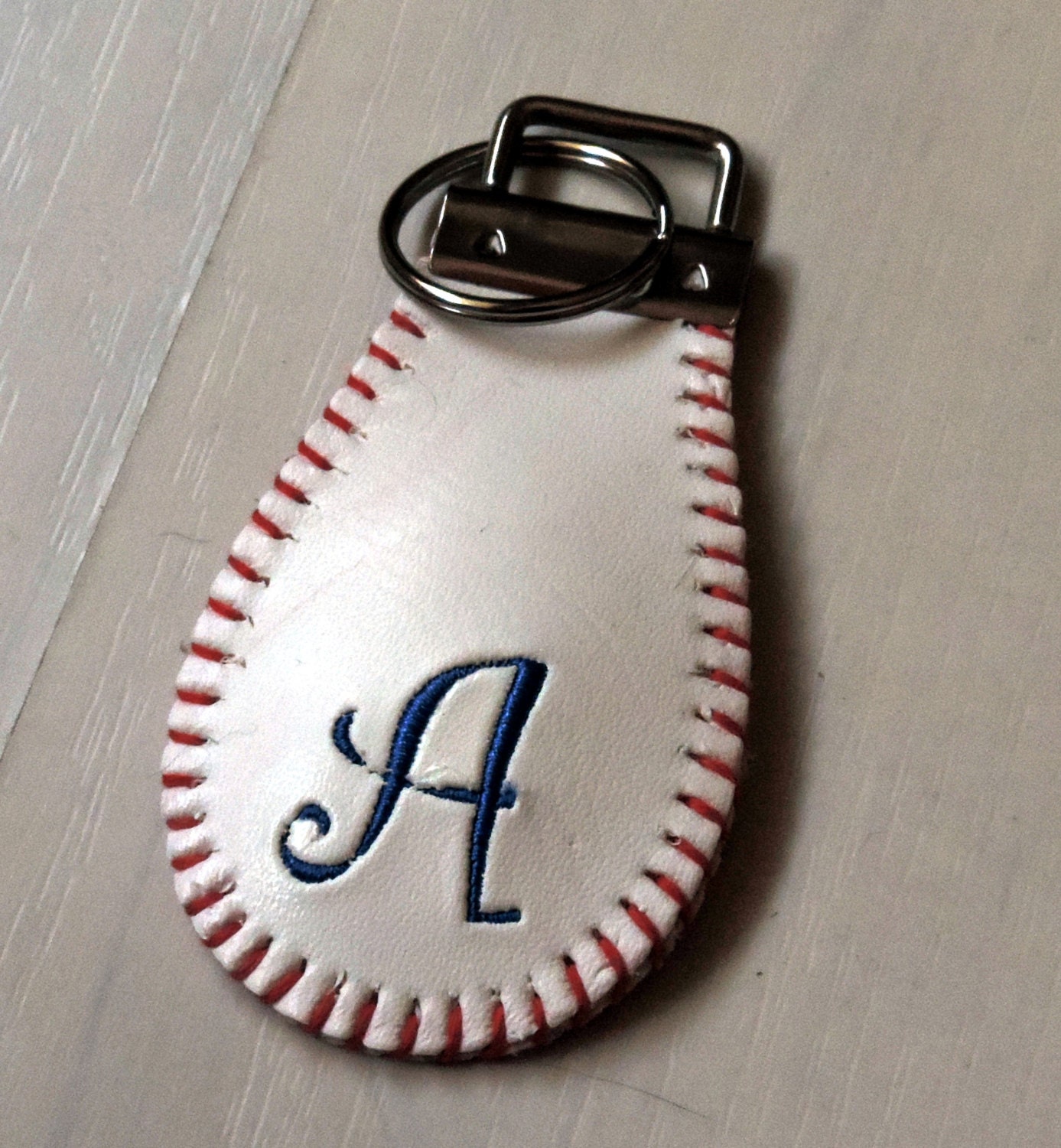 Real Baseball Key chain sport lover gift embroidered