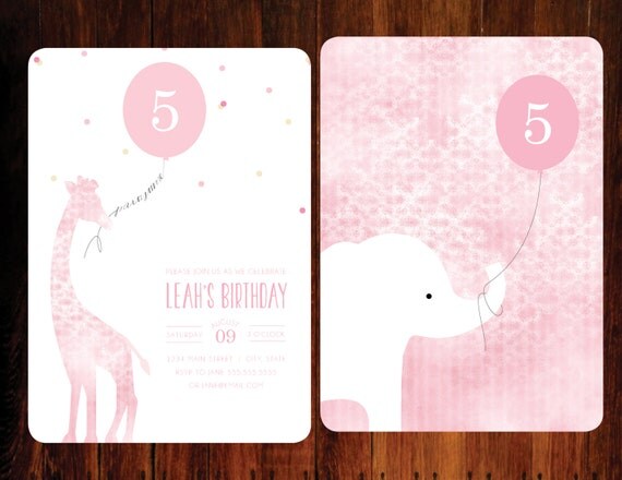 Chic Zoo invitations, double sided set of 15 Il_570xn
