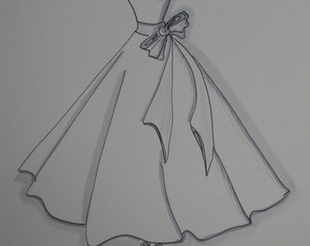 9x12 Wedding Dress/Special Occasion Custom Sketch