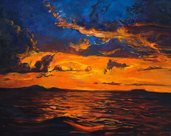 Seascape2 Original oil, Landscape Painting Original Art Impressionistic OIl on Canvas by Ivailo Nikolov
