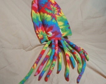 Janice the Tie Dye Fleece Cuddlefish - Plush Cuttlefish Stuffed Animal