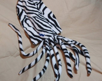 Zahara the Zebra Striped Fleece Cuddlefish - Plush Cuttlefish Stuffed Animal