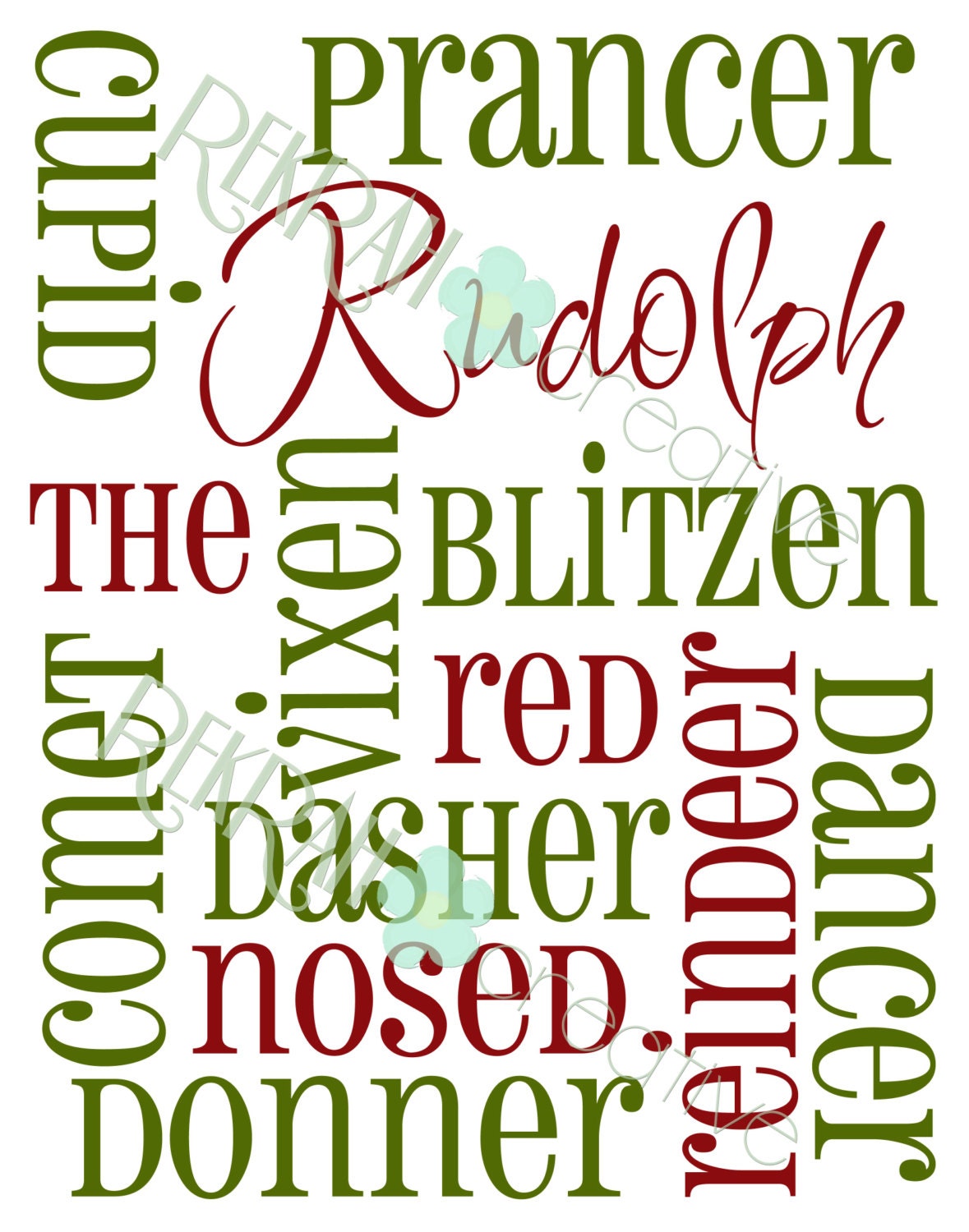 Rudolph the Red Nosed Reindeer 11x14 Subway Art White