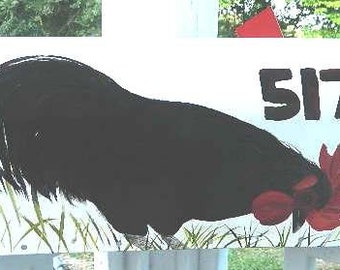 Black Rooster and Hen Hand Painted Mailbox