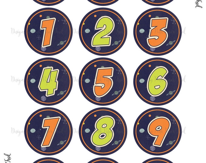 Space Alien, Outer Space Themed Party Circles, Cupcake Topper Template, Print your own