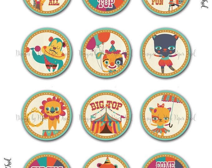 Vintage Circus Cupcake topper and wrap - Print your own