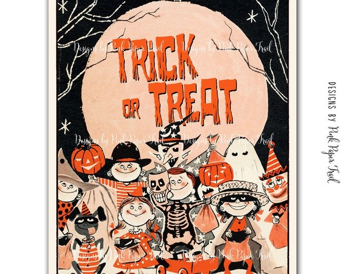 Halloween Trick or Treat Party Sign, Instant Download, Print Your Own