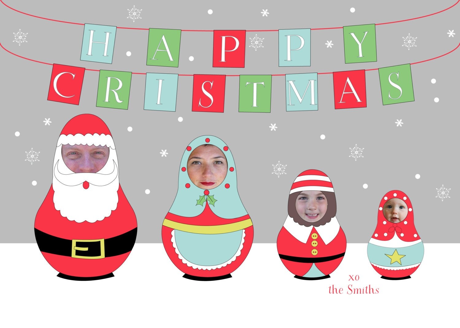 Russian Matryoshka Nesting Doll Christmas Card by LittleAndTheGirl