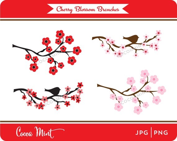 Cherry Blossom Branches Clip Art Il_570xn