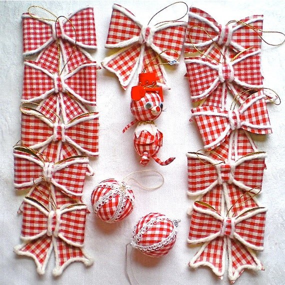 vintage bows red gingham christmas ornaments red white vintage bows red gingham christmas ornaments red white