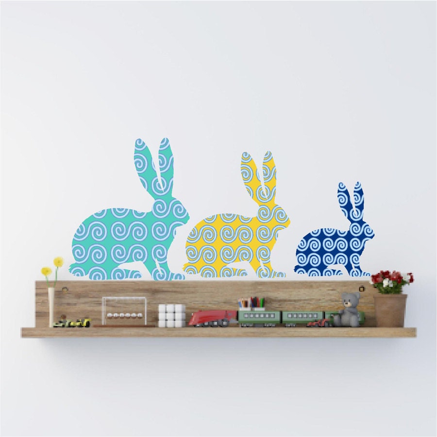 Nursery Decor Rabbit wall decals Bunny Decal Set Kids Wall