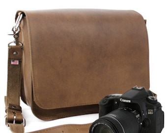 14" Brown Newport Mission Leather Camera Bag