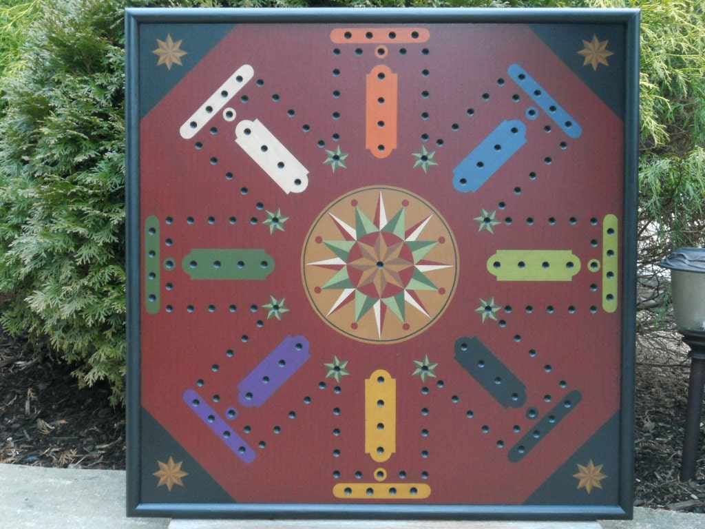 25 Aggravation Game Board Wood Hand Painted Wooden