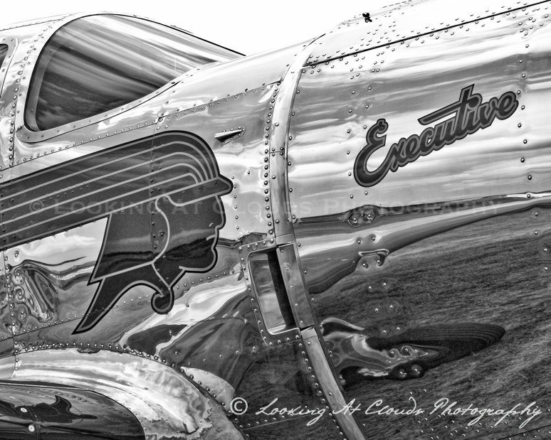 Spartan Executive vintage airplane art black and white