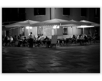 Venice Photography, Black and White Photography, nighttime in Venice, Film Noir, Home Decor Prints, Venice Decor - Fine Art Photograph B&W