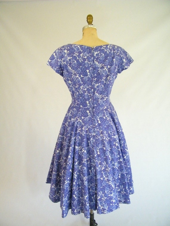 Vintage 1950s Dress / Purple Floral Jerry Gilden Dress