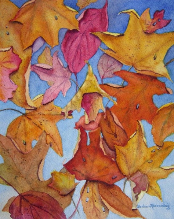 Autumn Leaves Painting Autumn Fall Leaves Art Print of