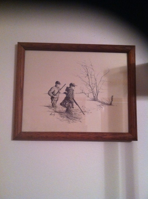 Beautiful Father And Son Hunting Drawing With Wood by AspenRidge