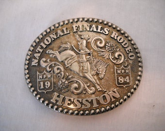 Vintage National Finals Rodeo Hesston Belt Buckle 1984 FREE SHIPPING