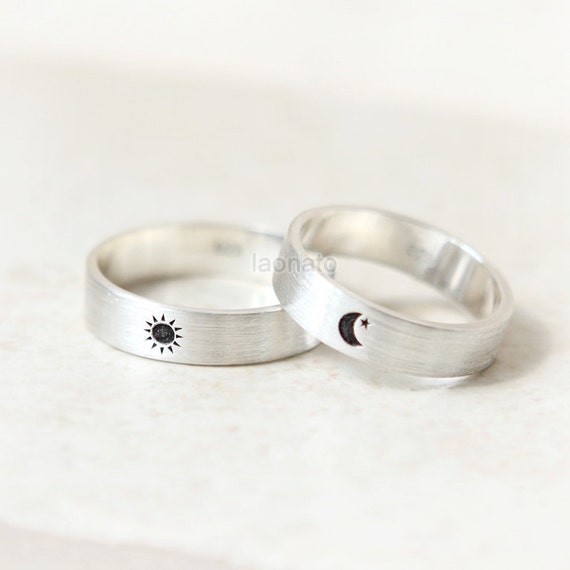 Sun and Moon Ring in sterling silver Couple RingsCustom by 