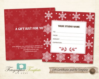 Gift Certificate Photo Card Template Photography Templates