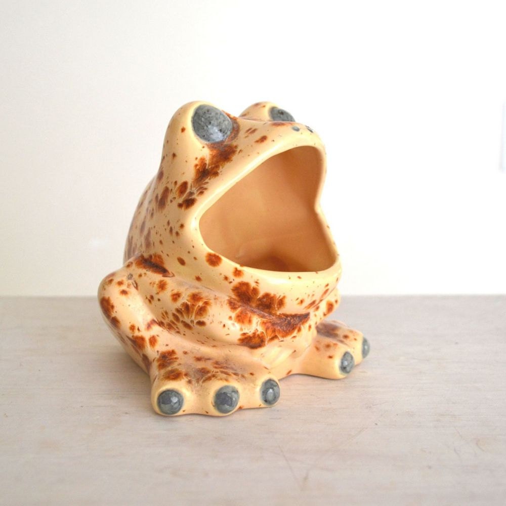 Loud Mouth Ceramic Frog Sponge Holder Vintage 1970s Retro