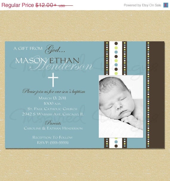 10% OFF SALE Girl or Boy Baptism Invitation or Birth Announcement Il_570xn