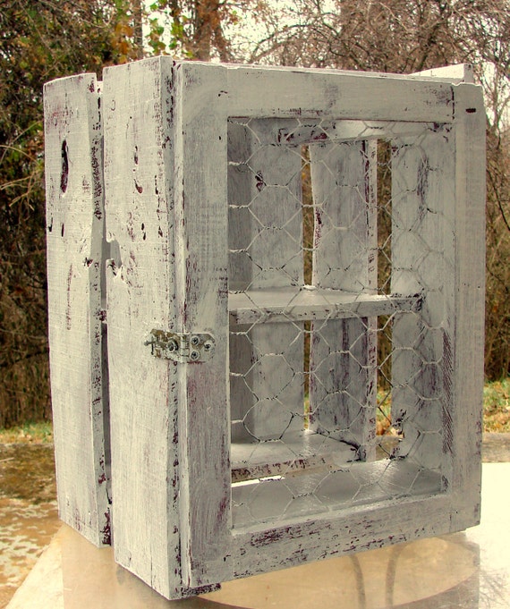 Primitive Shelves with Chicken Wire
