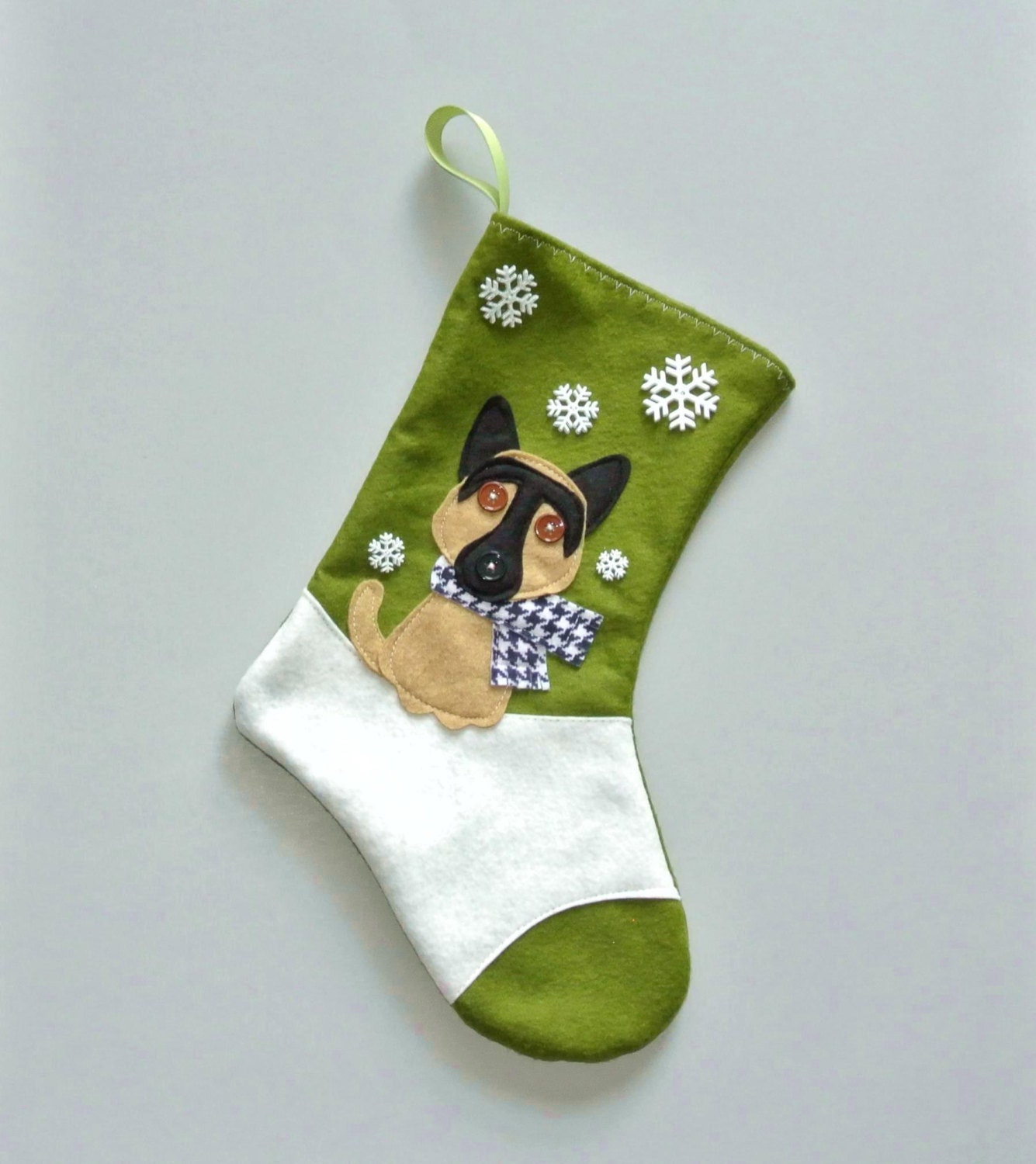 German Shepherd Dog Christmas Stocking by by AllenbriteStudio