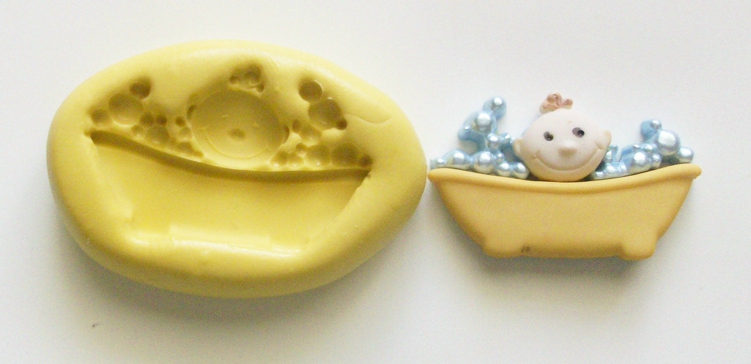 Baby in bathtub mold 467 silicone mold craft mold by MiniMolds