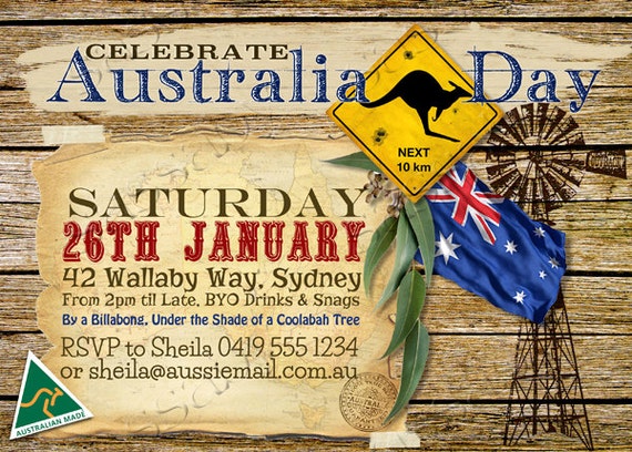 Australia Day Outback Invitation - Family BBQ Party - DIY Printable File by Sassaby Il_570xn