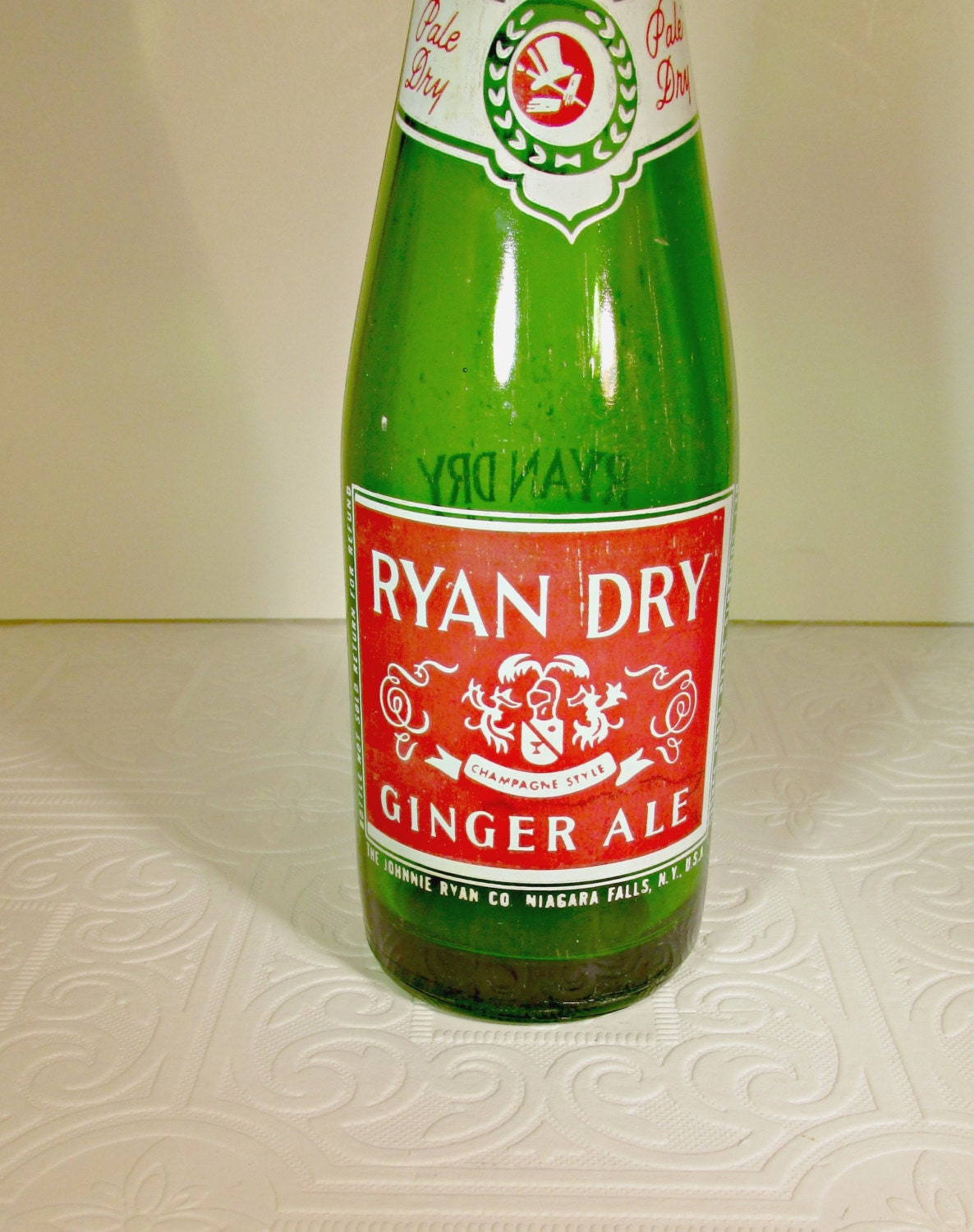 Vintage Ryan Dry Ginger Ale Soda Pop Bottle Johnnie by ozarksfinds