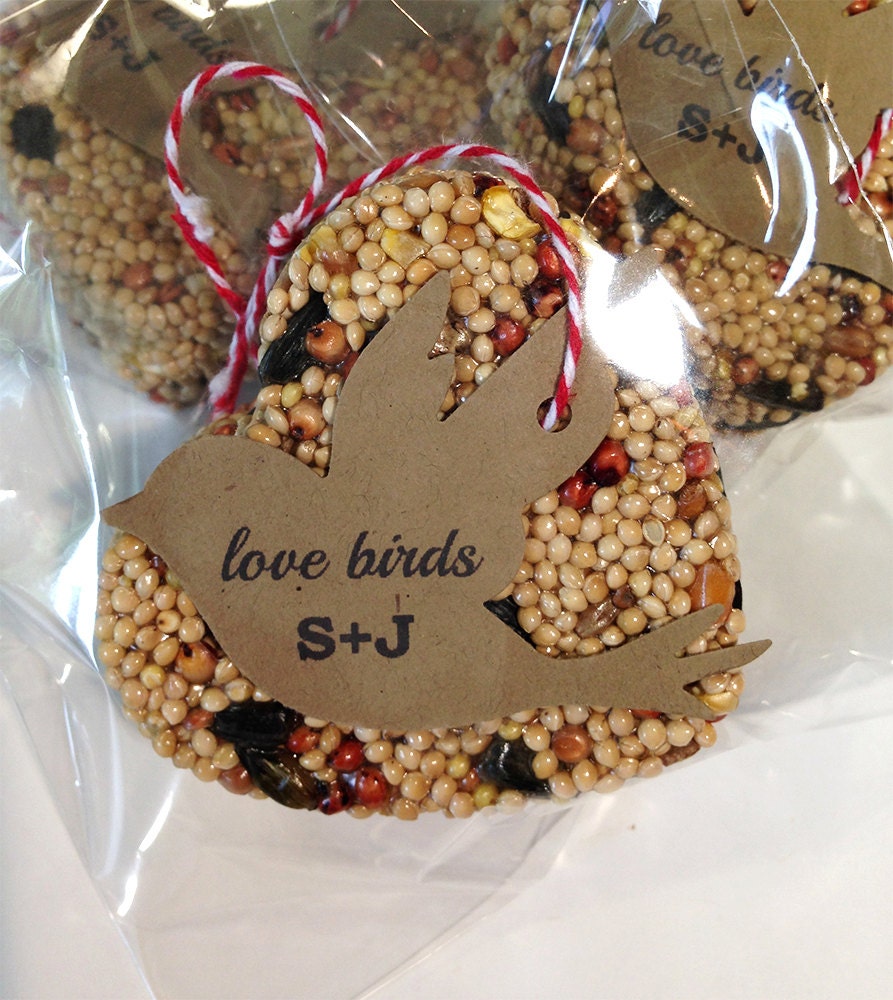 50 Bird Seed Heart Shaped Favors in cello bags