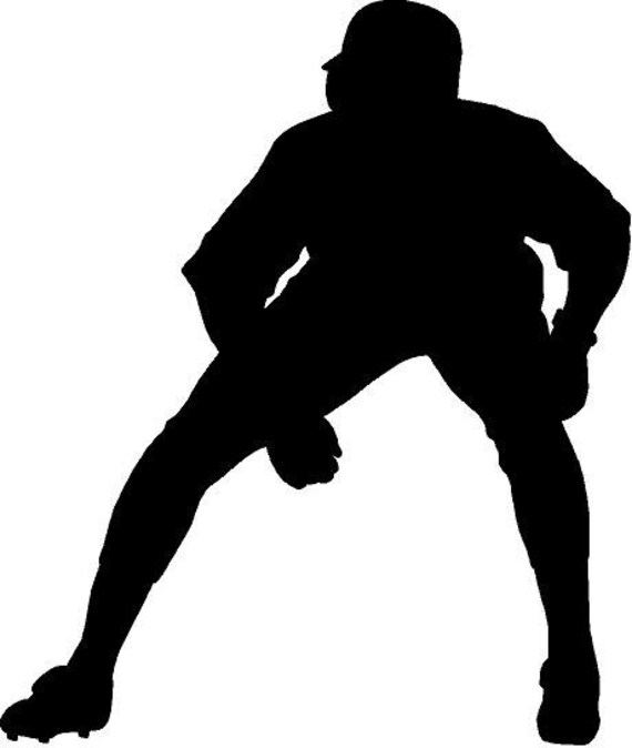 Items similar to Baseball Runner at Base Silhouette die cut Vinyl decal ...