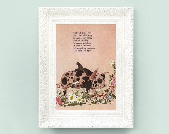 Items similar to 7x9 Jack Sprat Vintage Nursery Rhyme Print. Poem Print ...