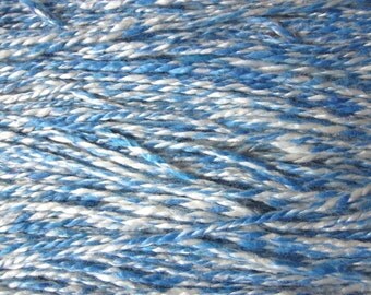 Handspun Bamboo Yarn, Double-Ply Blue & White