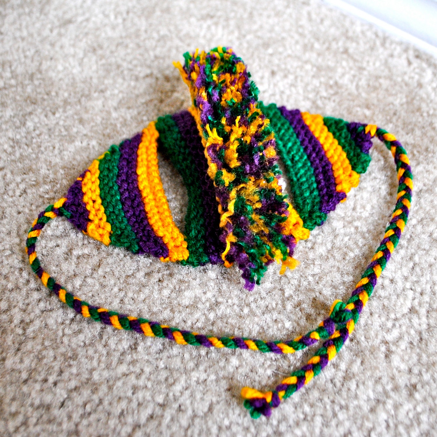 mardi gras knit hat