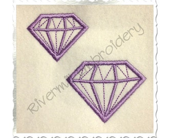 Small Diamond Gem Applique Machine Embroidery Design - 4 Sizes