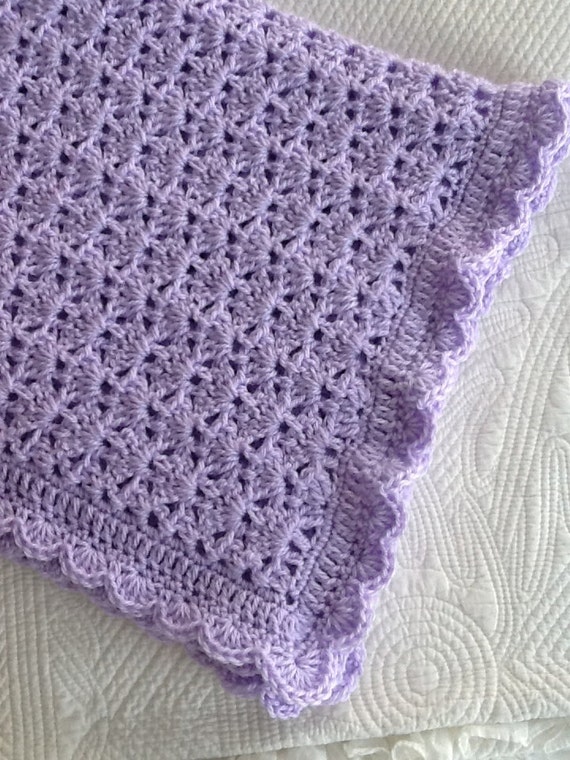 Soft and Cozy Baby Afghan in "Lavender", Lavender Crochet Baby Afghan, Crochet Baby Blanket, Valentine Gift for Baby