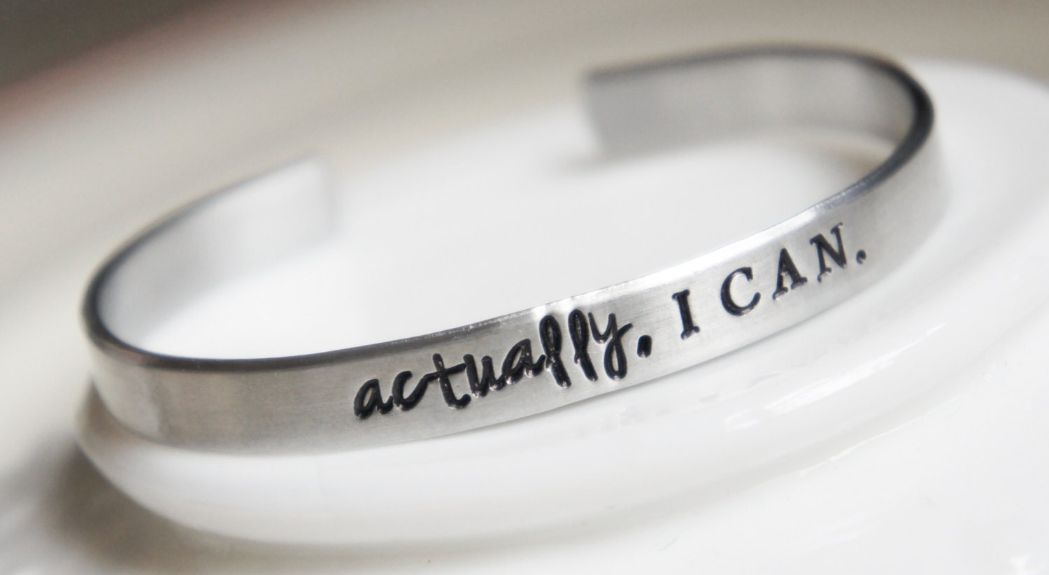 Inspirational Quote Cuff Bracelet Actually I Can Personalized